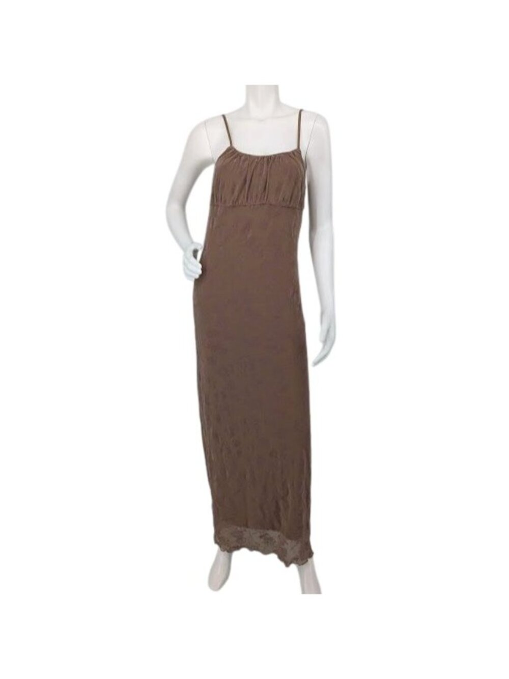 Brown Floral Mesh Maxi Slip Dress Whimsigoth‎ Romantic Y2K Babydoll HOCO Medium